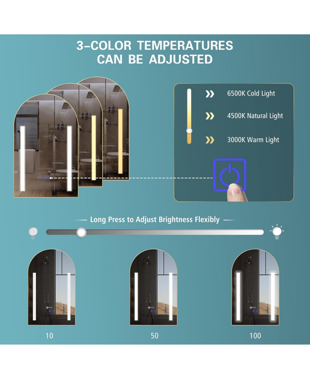 Lalahoo Lighted Medicine Cabinet with Mirror Arched Bathroom Medicine Cabinet Wall Mounted with Storage,Dimmer,DefoggerLed Medicine Cabinet 31
