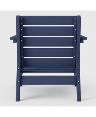 Outdoor Modern HDPE Patio Navy Blue Club Chair with Deep Seat Cushions