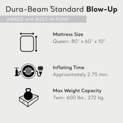 Dura Beam Pillow Rest Classic Airbed Mattress with Built-In Pump, Queen