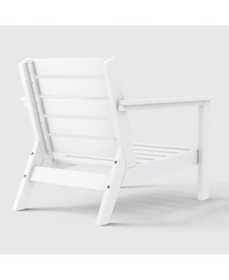 Outdoor Modern HDPE Patio White Club Chair with Deep Seat Cushions