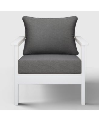 Outdoor Modern HDPE Patio White Club Chair with Deep Seat Cushions