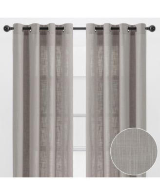 Premium 2-Panel Soft Textured Semi Sheer Grommet Curtains for Window Living Room Bedroom Kitchen Office - Light Filtering Privacy Window Treatment Drapes - 52 x 63 Inches - Java