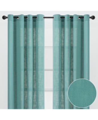 Premium 2-Panel Soft Textured Semi Sheer Grommet Curtains for Window Living Room Bedroom Kitchen Office - Light Filtering Privacy Window Treatment Drapes - 52 x 96 Inches - Java