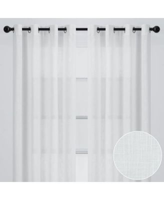 Premium 2-Panel Soft Textured Semi Sheer Grommet Curtains for Window Living Room Bedroom Kitchen Office - Light Filtering Privacy Window Treatment Drapes - 52 x 63 Inches - Java