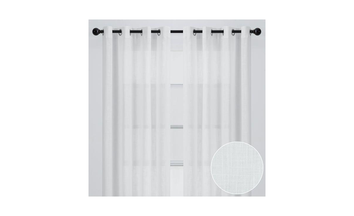 Chanasya Premium 2-Panel Soft Textured Semi Sheer Grommet Curtains for Window Living Room Bedroom Kitchen Office - Light Filtering Privacy Window Trea