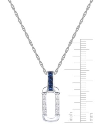 Lab Grown Ruby (1/3 ct. t.w.) & Diamond (1/20 ct. t.w.) Oval 18" Pendant Necklace in 14k Gold-Plated Sterling Silver (Also available in Sapphire & Emerald)