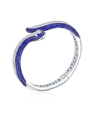Exotic Serpent Bangle Bracelet with CZ in Rhodium Plated Brass