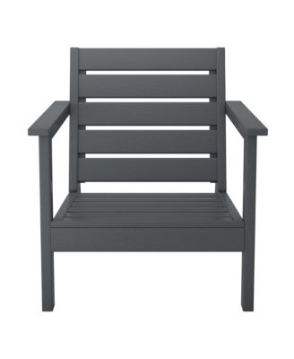 Outdoor Modern HDPE Patio Gray Club Chair with Deep Seat Cushions