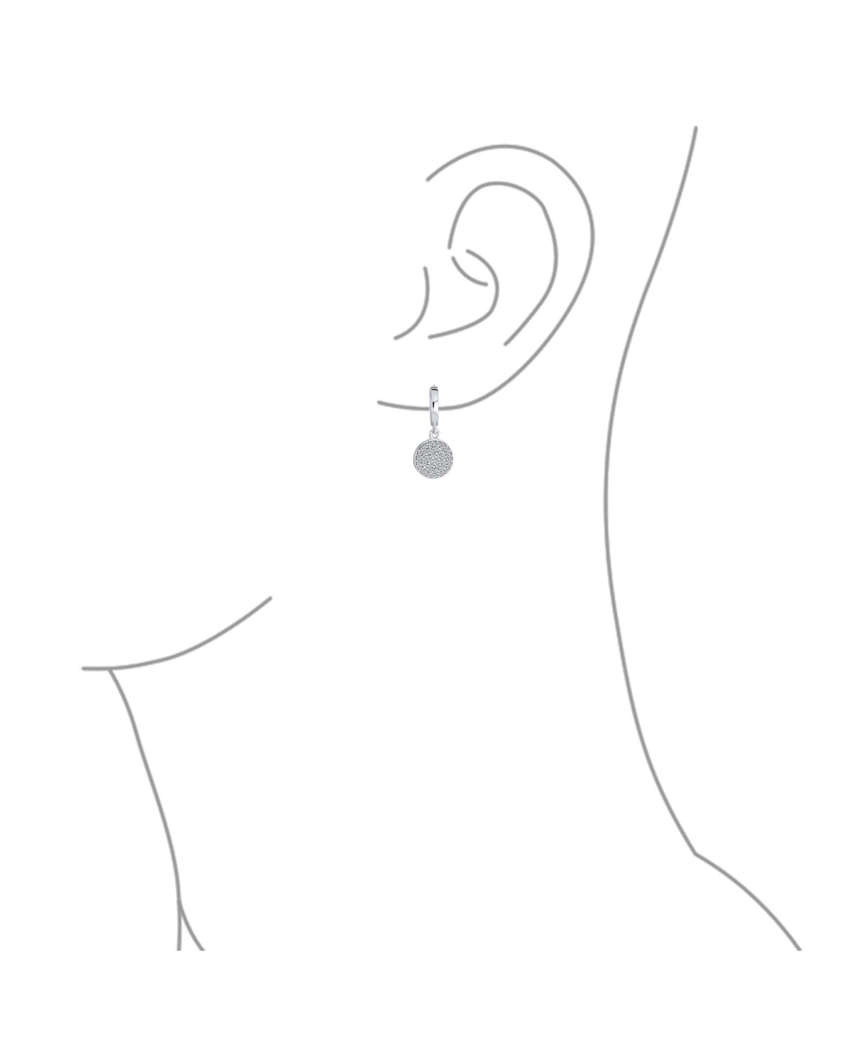 Bling Jewelry Geometric Minimalist Dainty Dangling Delicate Cz Pave Circle Disc Huggie Mini Hoop Earring For Women .925 Sterling Silver