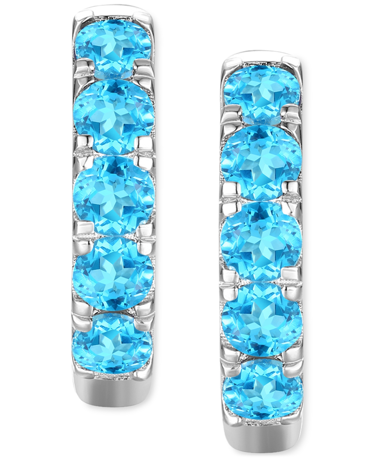 Macy's Lab Grown Ruby Five Stone Small Hoop Earrings (5/8 Ct. T.w.) In 10k Gold, 0.5" (also Available In Ci In Blue Topaz