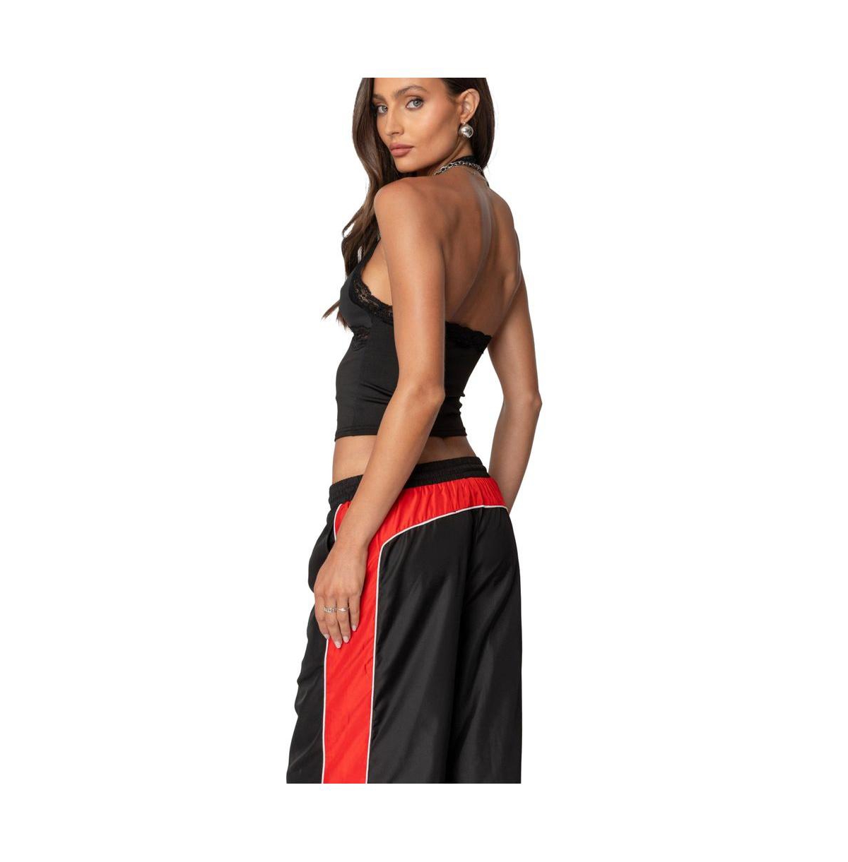 Edikted Women's Cindi Lace Trim Halter Top