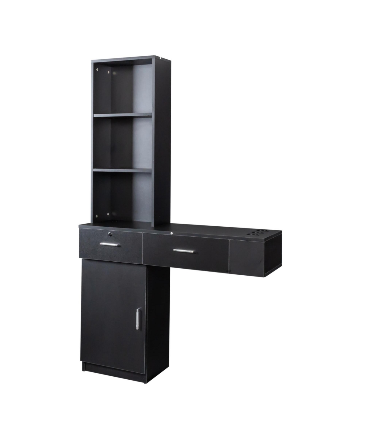 SlickblueModern Simple Hair Desk with Multi-Layer Storage and Ample Space for Organizing Supplies - Black
