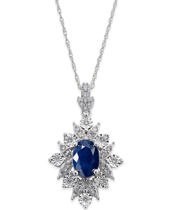 Macy's blue sapphire cheap necklace