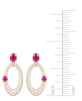 Ruby (5/8 ct. t.w.) & Diamond (1/3 ct. t.w.) Oval Doorknocker Drop Earrings in 14k Gold (Also available in Emerald & Sapphire)