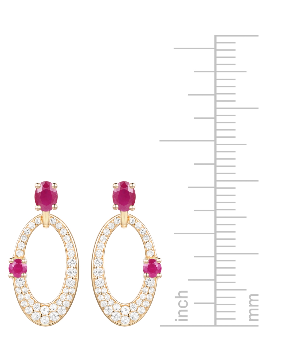 Macy's Ruby (5/8 Ct. T.w.) & Diamond (1/3 Ct. T.w.) Oval Doorknocker Drop Earrings In 14k Gold (also Availa