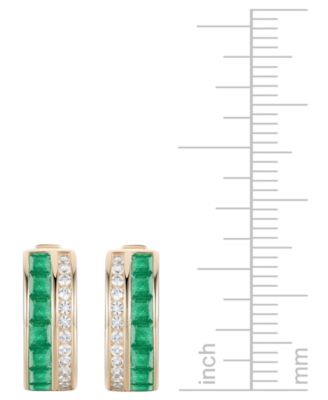 Ruby (1-5/8 ct. t.w.) & Diamond (1/4 ct. t.w.) Small Hoop Earrings in 14k Gold, 0.5 (Also available in Emerald & Sapphire)