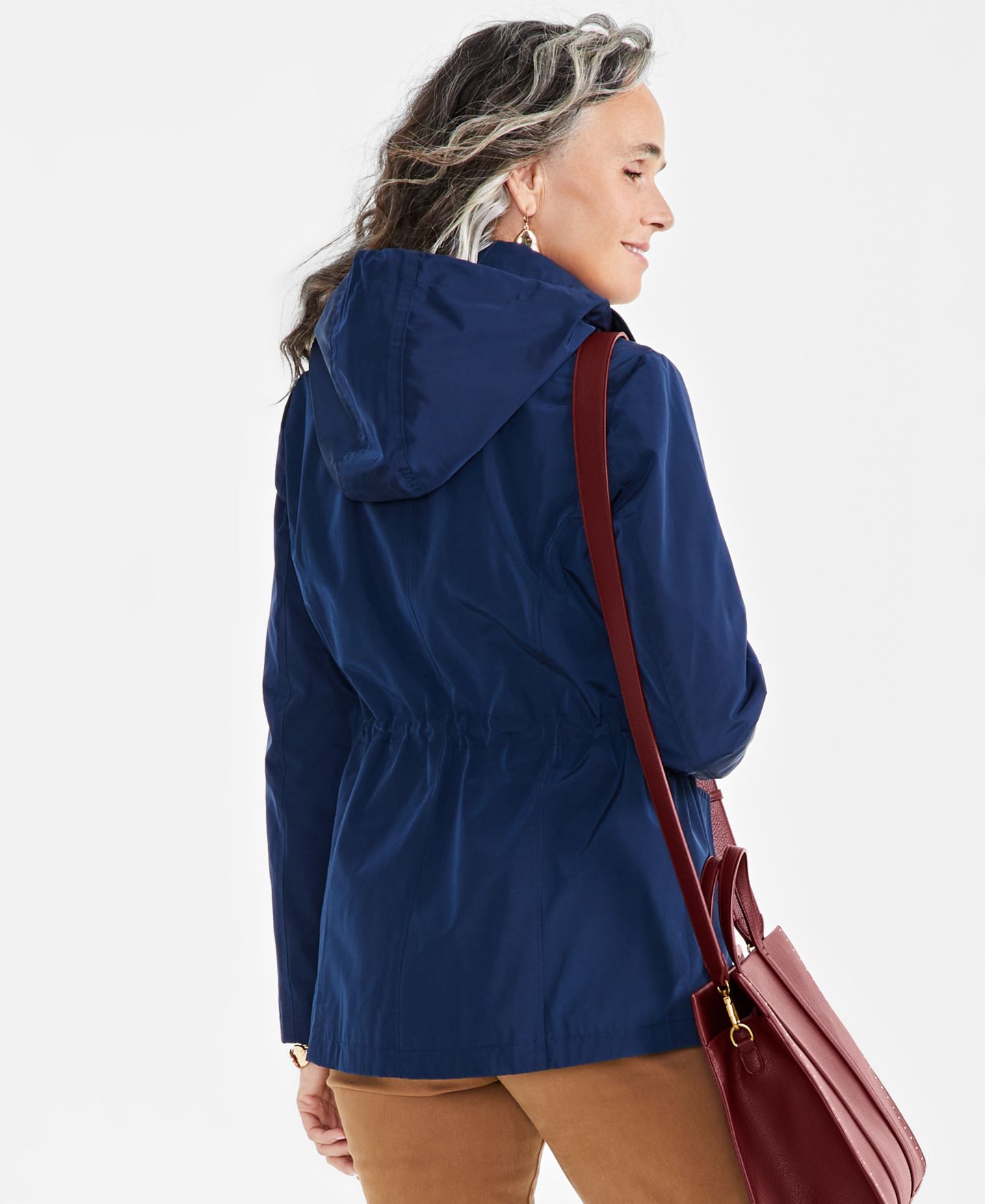 Женская куртка Style & Co Petite Hooded Anorak, цвет: Глубокий чёрный — фото 2