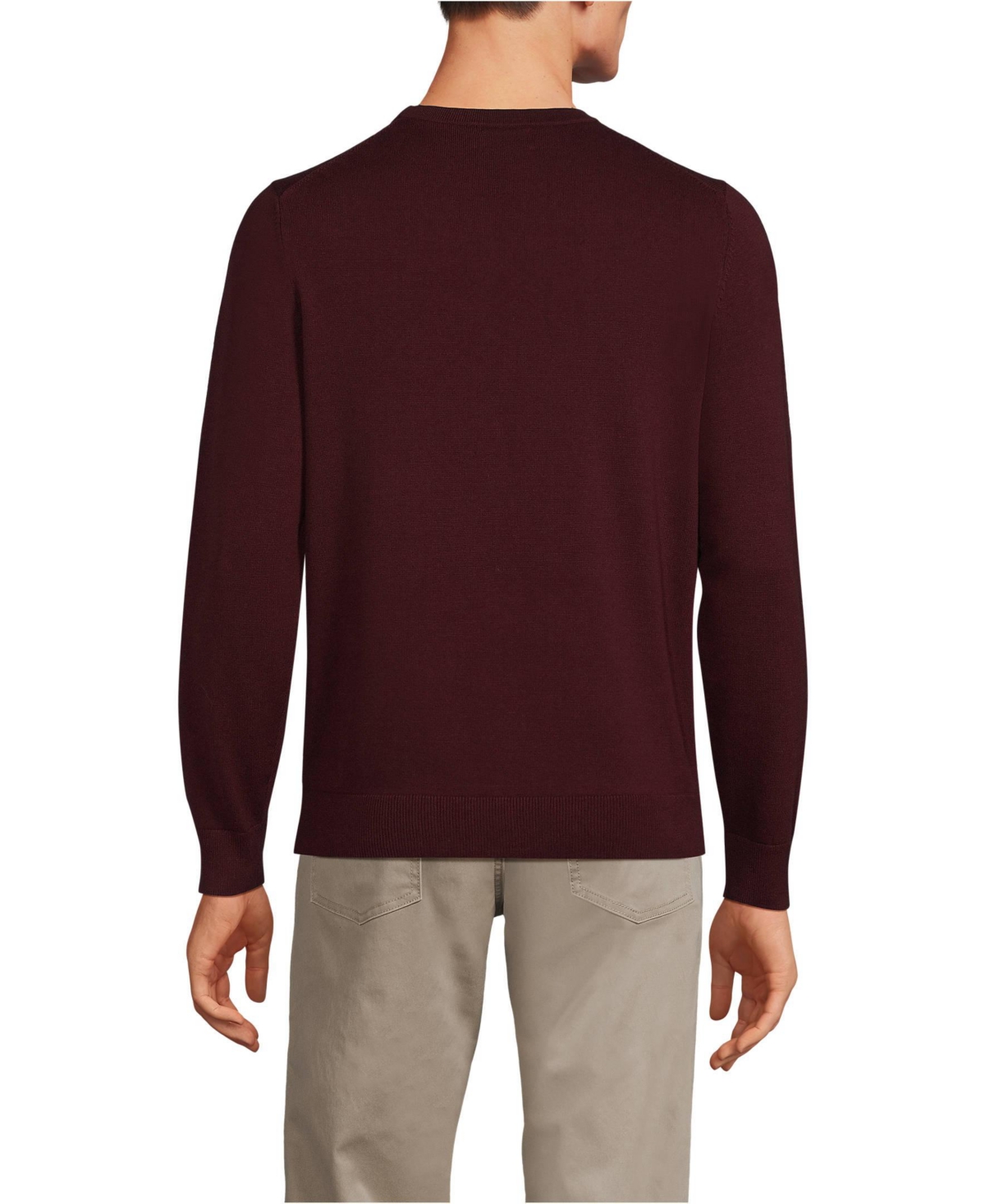 Lands' End Men's Fine Gauge Cotton Crew Neck Sweater