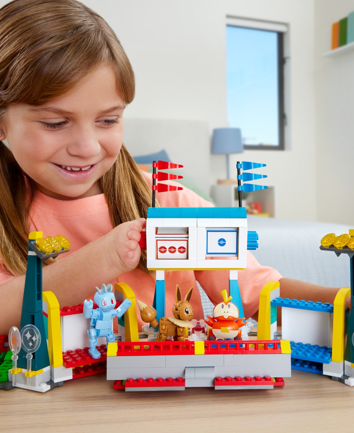 Pokémon Mega Training Stadium Building Toy Kit With 5 Action Figures, 1101 Pieces In Mutli Color