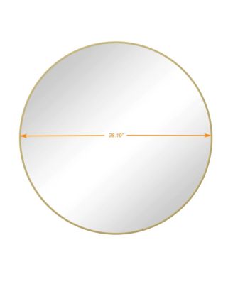 39-Inch Gold Circular Wall Mirror – Metal Framed Round Vanity Mirror for Bathroom, Living Room, or Bedroom Decor