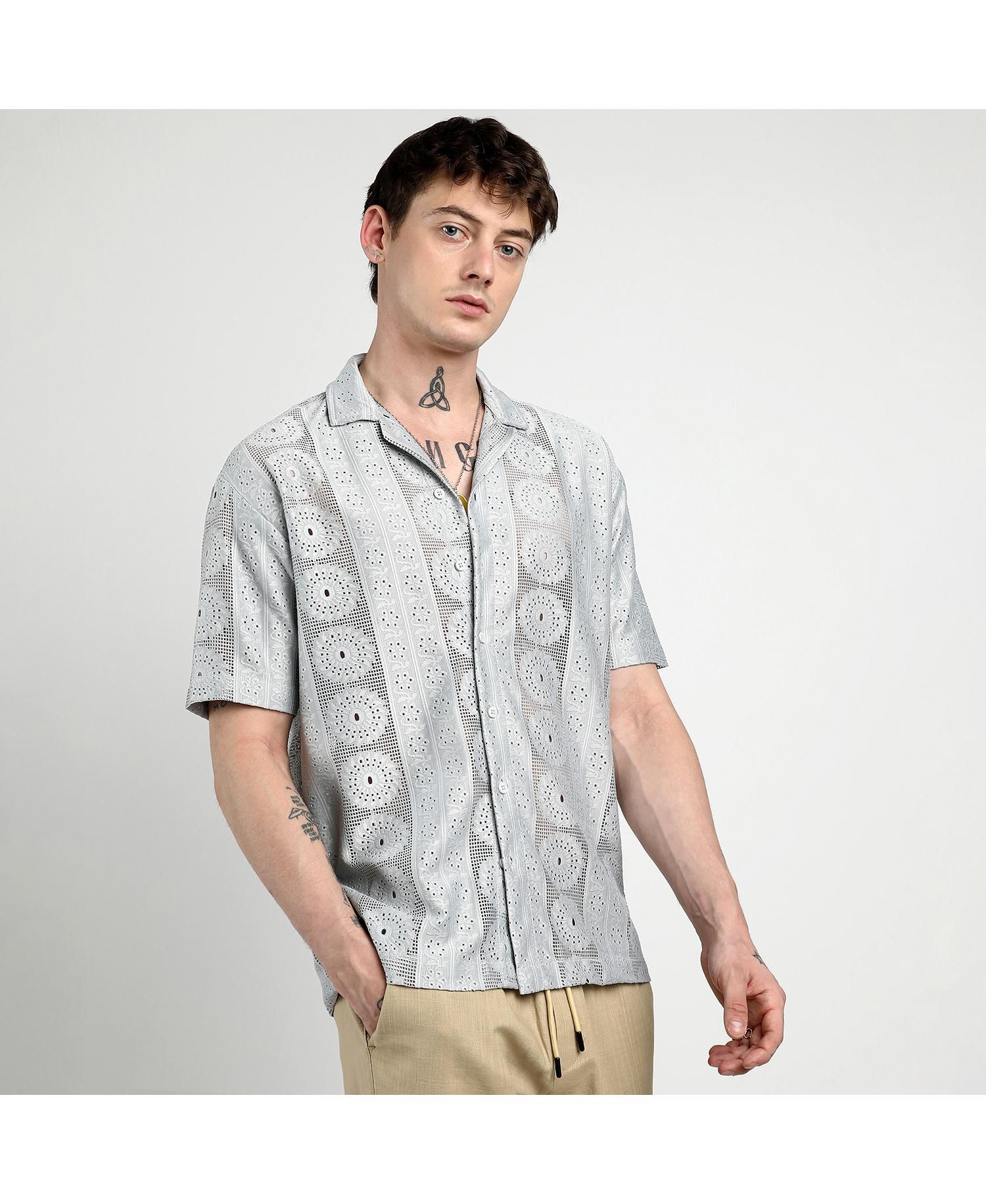 Men's Oversized Candy Striped Shirt