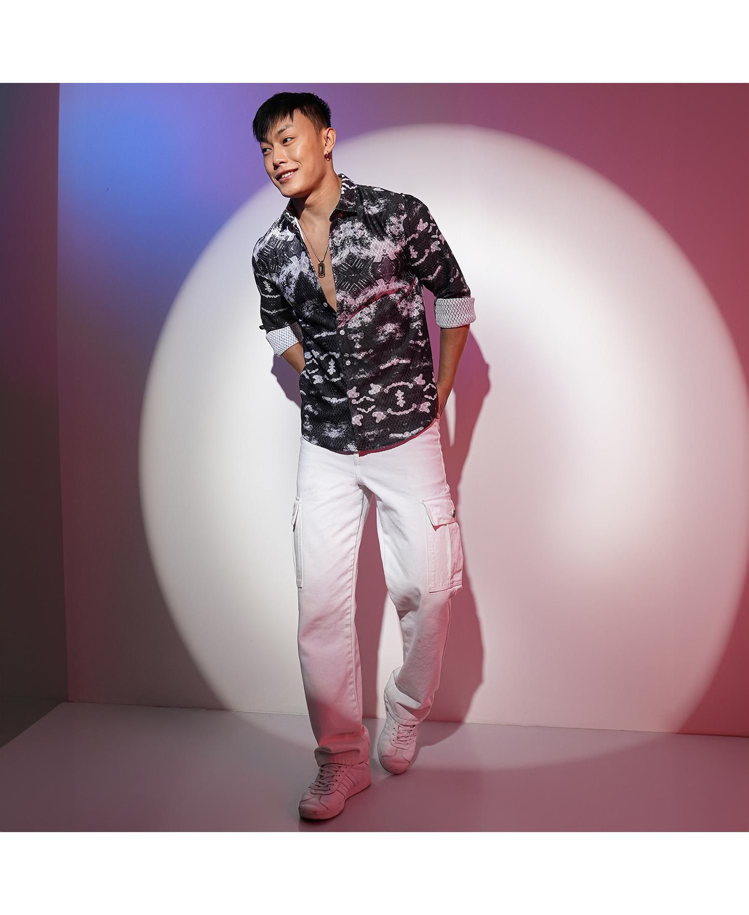Men's Midnight Black & Ivory White Reptilia Shirt