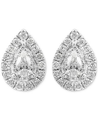 EFFY&reg; Diamond Pear Halo Stud Earrings (1/2 ct. t.w.) in 14k White Gold
