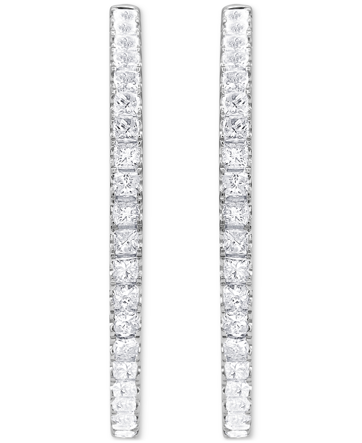 Macy's Diamond Princess In & Out Hoop Earrings (2 Ct. T.w.) In 14k White Gold In White Gold
