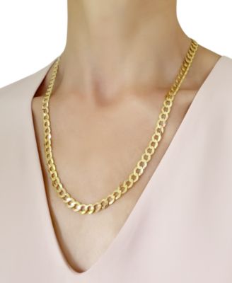  22" Open Curb Link Chain Necklace (7mm) in Solid 14k Gold