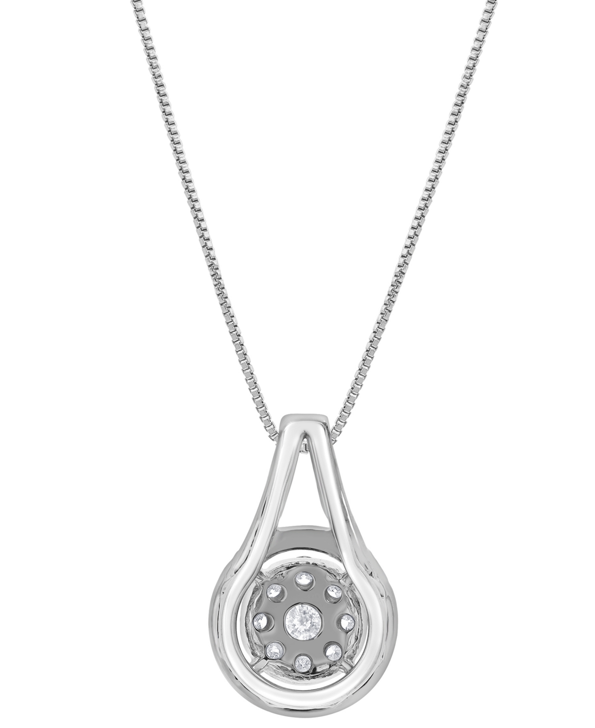Shop Macy's Diamond Halo Cluster 18" Pendant Necklace (1/2 Ct. T.w.) In 14k White Gold