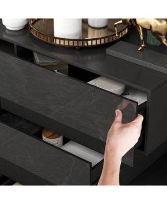 High Gloss White Wood 6-Drawer Chest of Drawers