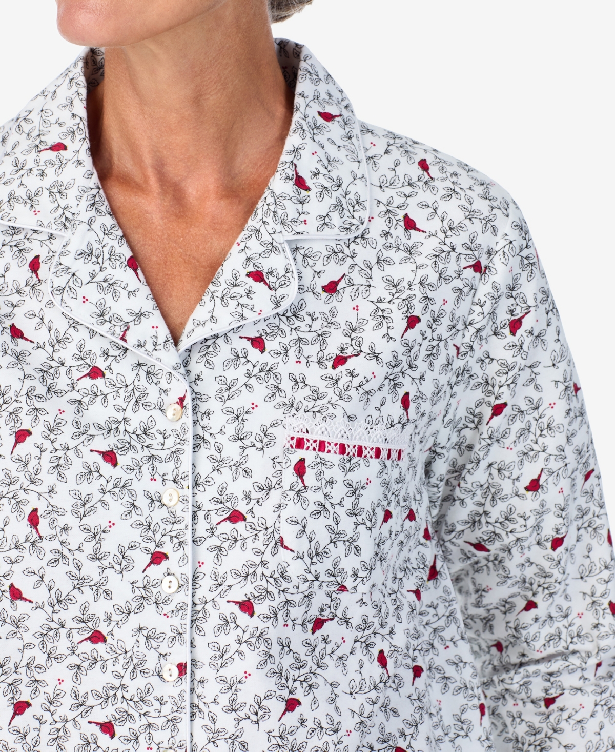 Women's Long Sleeve Pajama Set - Winter White Cardinal