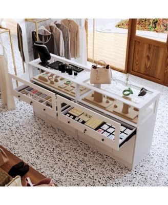  Storage/Display Cabinet with Glass Top , Bedroom Dresser Armoire Island