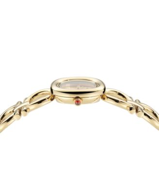 Women's Double Gancini Gold Ion Plated Stainless Steel Link Bracelet Watch 25mm