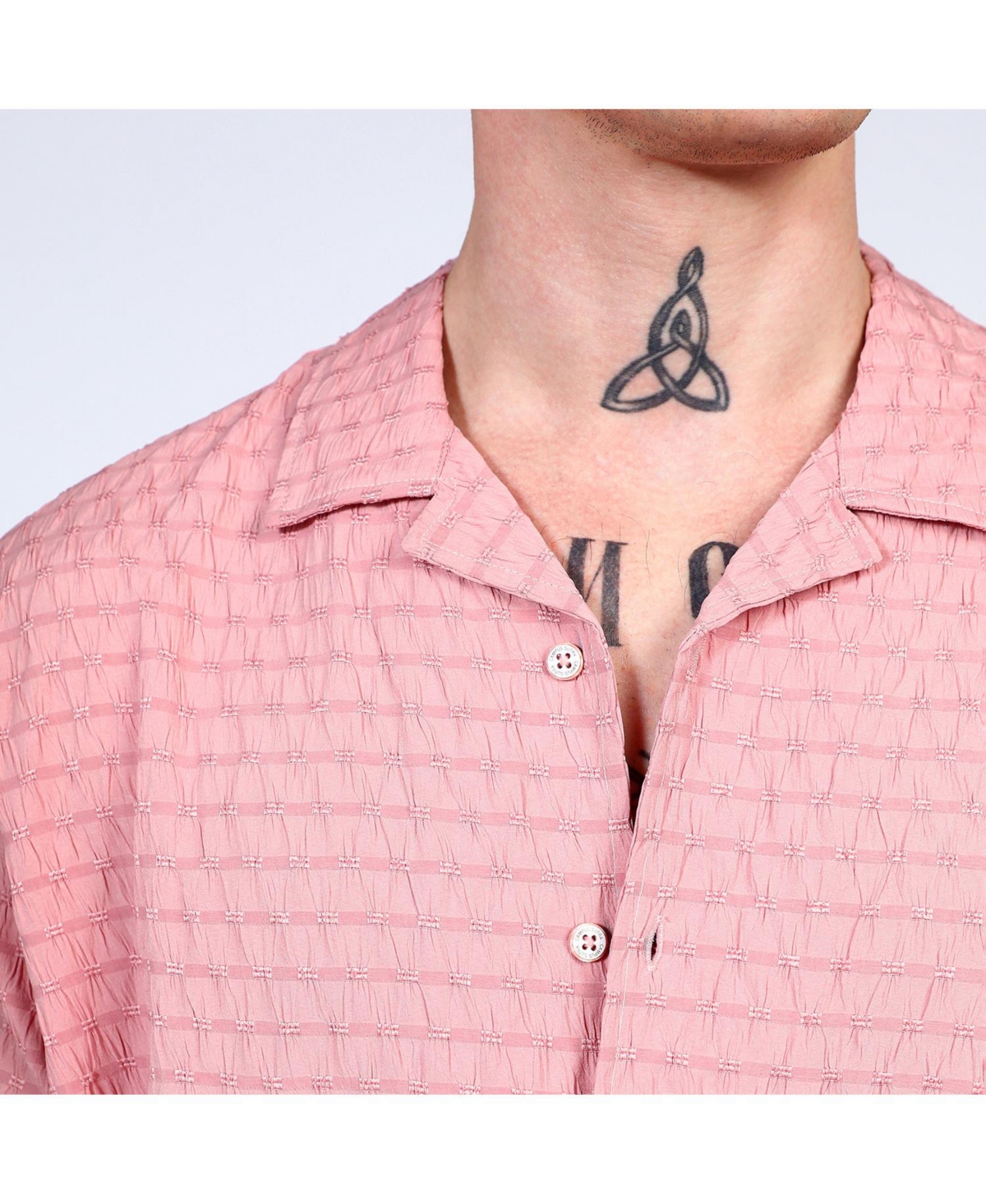Campus Sutra Men's BlushRuched Shirt - Pink