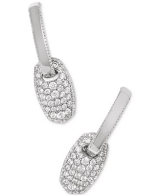 Kendra Scott - Silver-Tone Pav&eacute; Link Charm Huggie Hoop Earrings