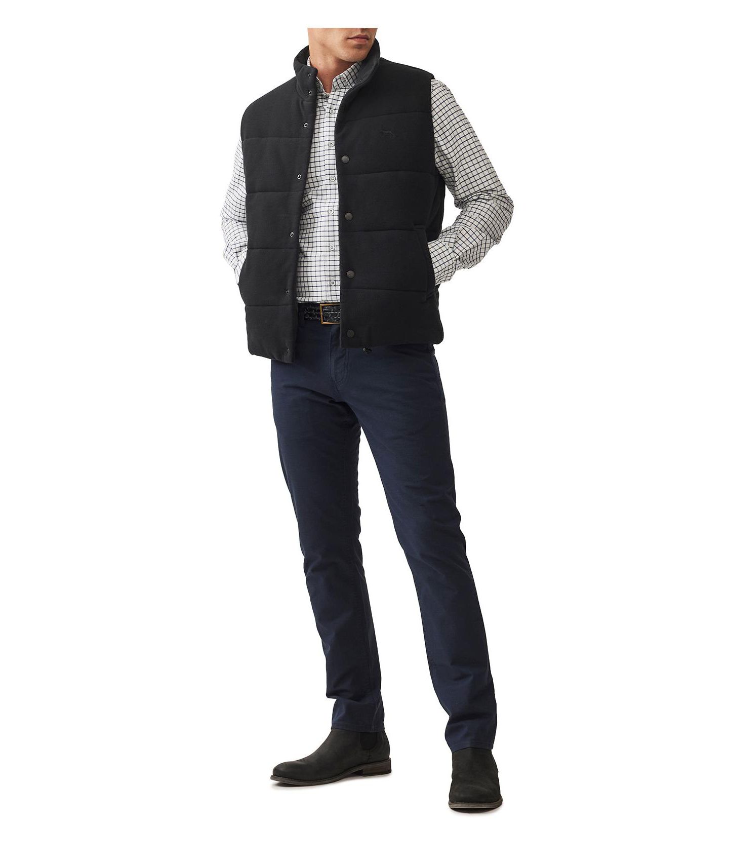 Мужской жилет Rodd & Gunn Lake Ferry Cotton Vest, цвет: Оникс чёрный — фото 2