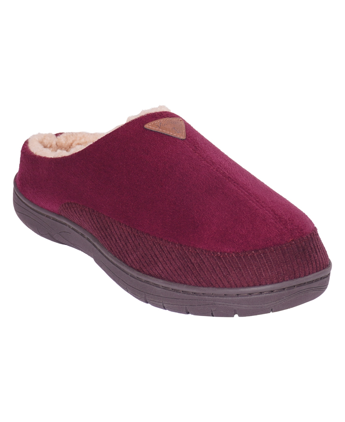 Weatherproof Vintage Men's Microsuede Corduroy Clog With Faux Shearling Lining And Indoor-outdoor Sole Shoe In Truffle