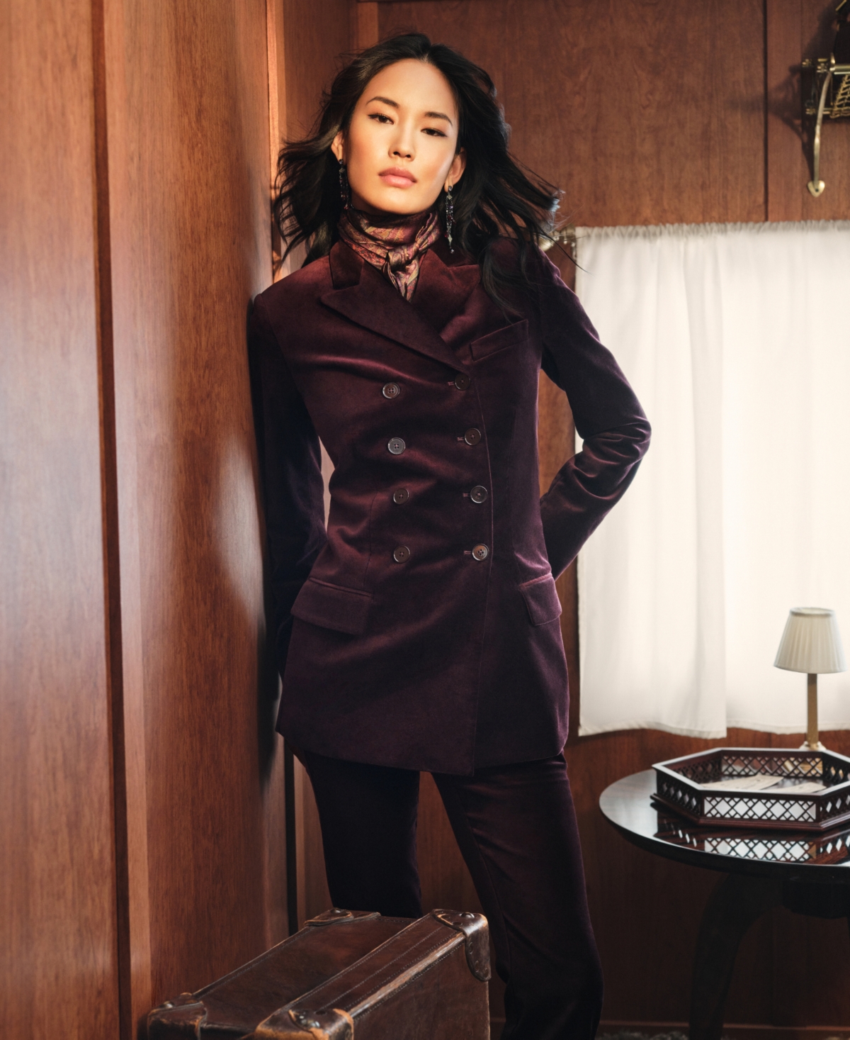 Lauren Ralph Lauren Women's Double-Breasted Velvet Blazer