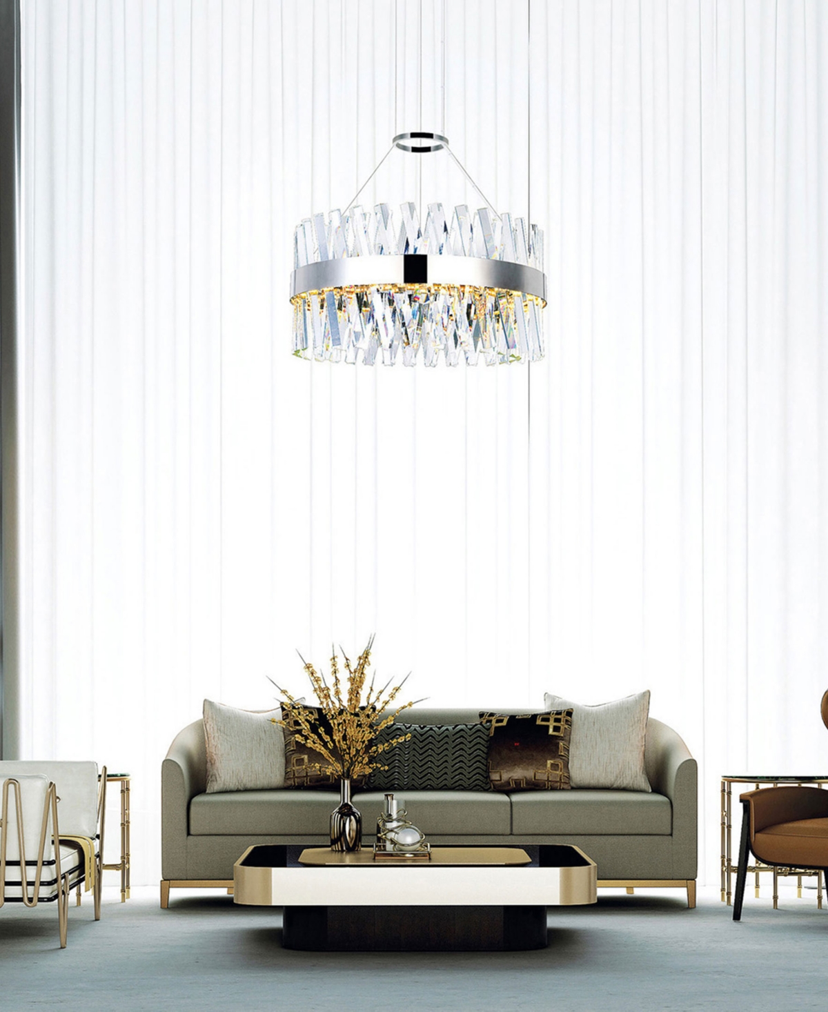 Cwi Lighting 14" Metal Glace Led Chandelier In Chrome