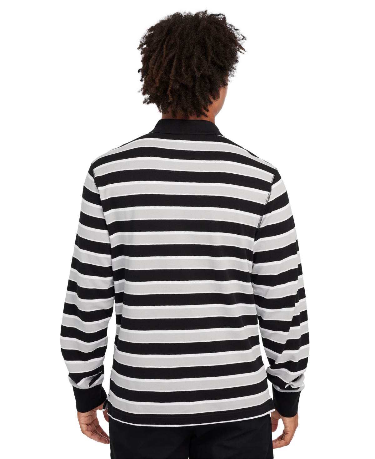 Nike Men's Long-Sleeve Striped Polo Shirt -whit