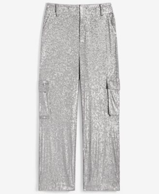 Women's High Rise Sequin Cargo Pants, Created for Macy's