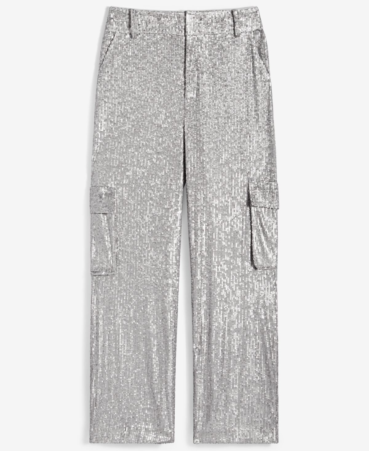On 34th Trendy Plus Size Sequin Straight-leg Cargo Pants, Exclusively At Macy's In Shark Fin