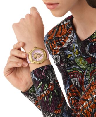 Women's Skull Spikes Pink Silicone Strap Watch 40mm