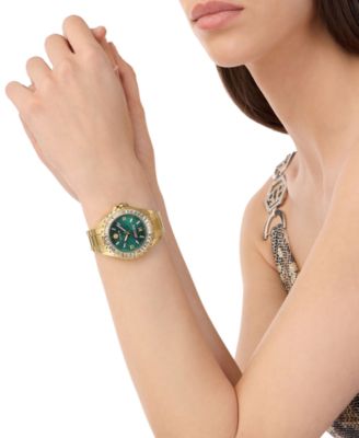 Women's Plein Heaven Crystal Gold Ion Plated Stainless Steel Bracelet Watch 38mm