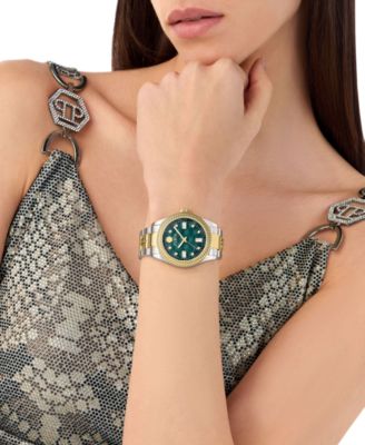 Women's Queen Crystal Two-Tone Stainless Steel Bracelet Watch 38mm