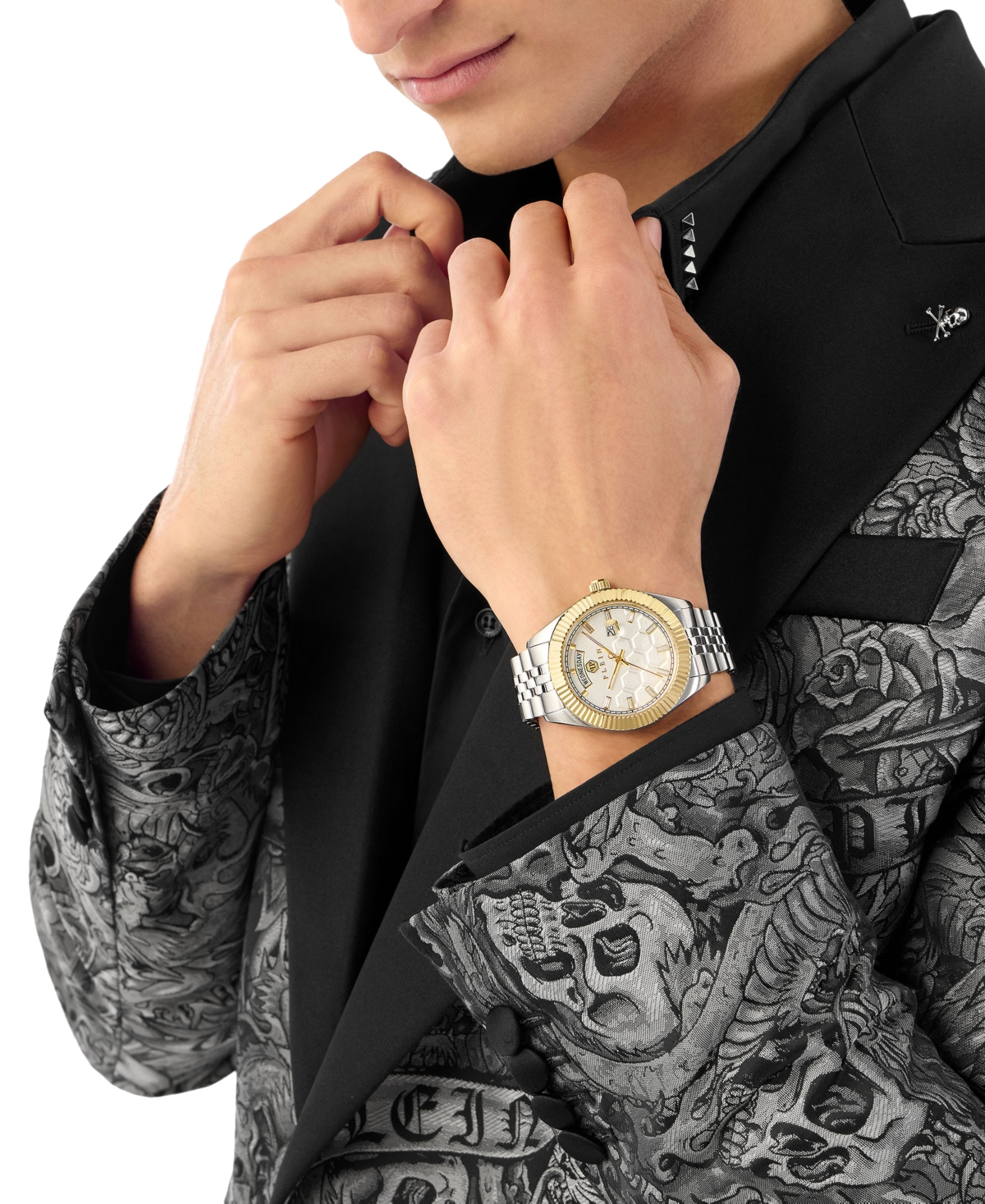 Philipp Plein Date Superlative Crystal Watch In Two Tone