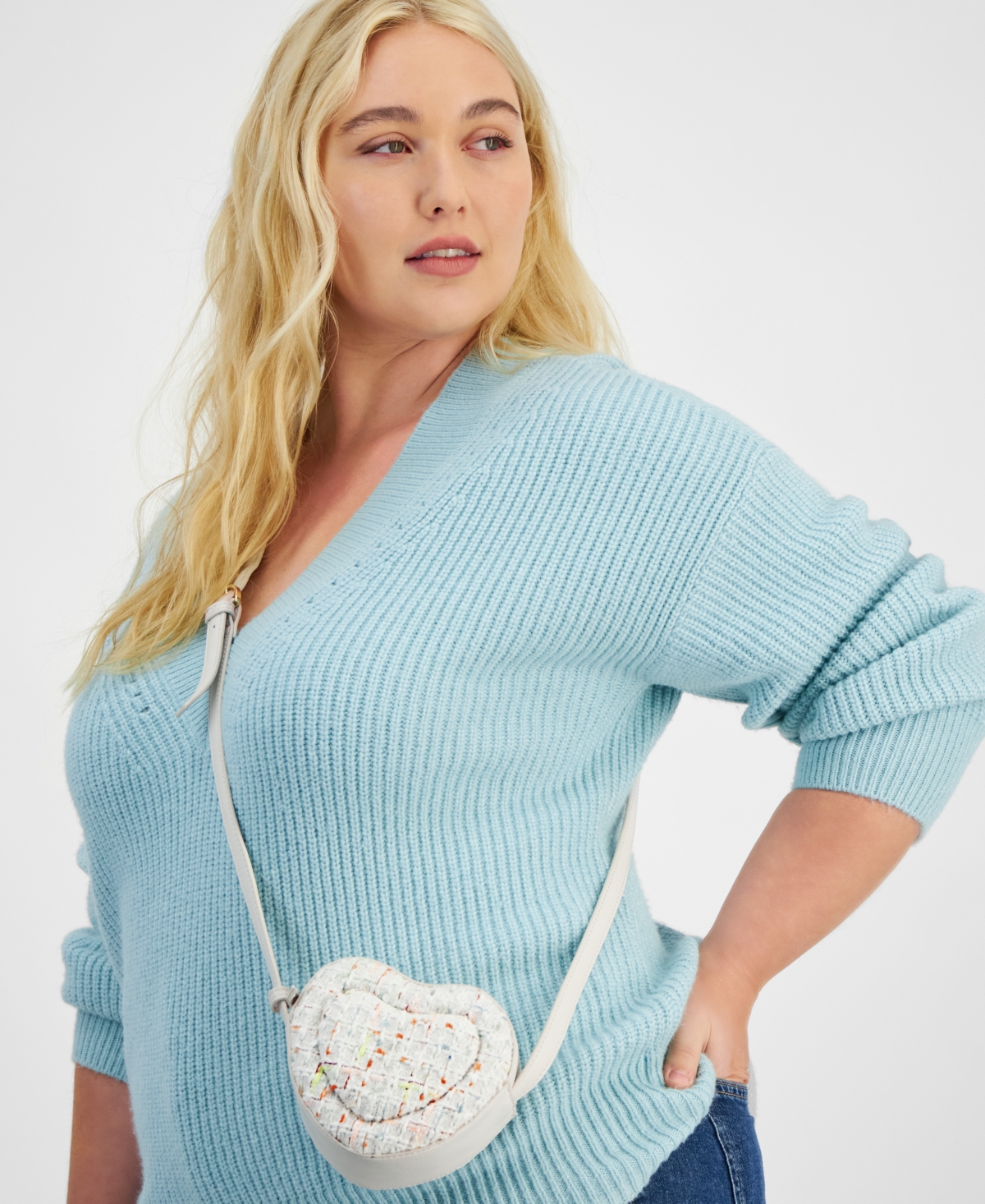 ON 34TH MINI JASMII TWEED HEART CROSSBODY, EXCLUSIVELY AT MACY'S 