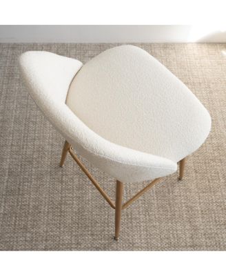 26 Inch Boucle Counter Stool Set Of 2 with Metal Legs