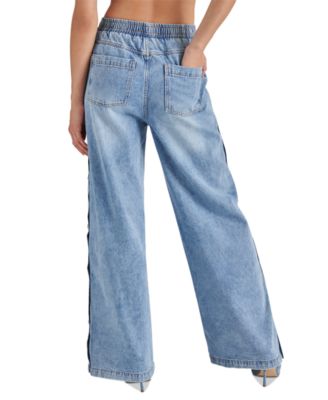 Steve Madden Women's Keenie Side-Snap Wide-Leg Denim Pants - Macy's
